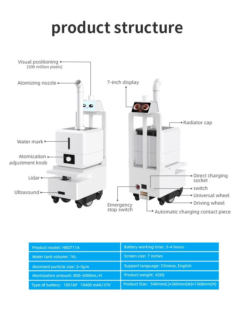 Spray Disinfection Robot Reeman Hospital Fog Sterilization Robot Autopilot Timed Disinfection Spray Robot for Hospital/Buildings