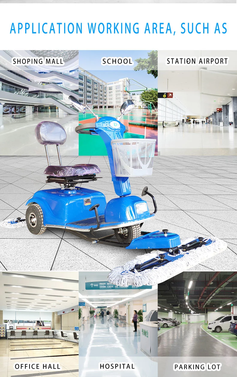 Clean Magic DJ500 Ride on Floor Marble Mopping Dust Cart Scooter Road Cleaning Machine