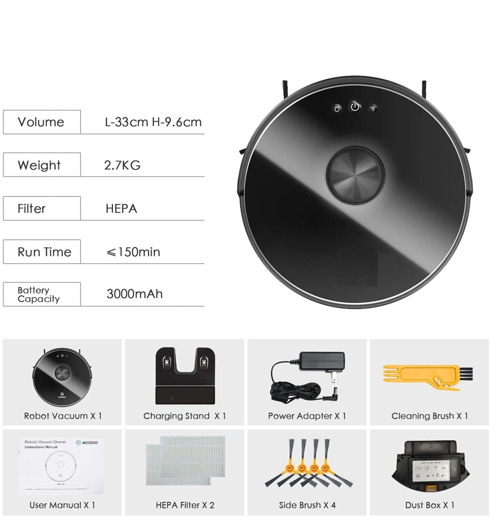 Sweeping Mopping Robot Vacuum 150 Mins Mop 250m2 2600PA Wet and Dry Lds Laser Navigation Smart Robot vacuum Cleaner