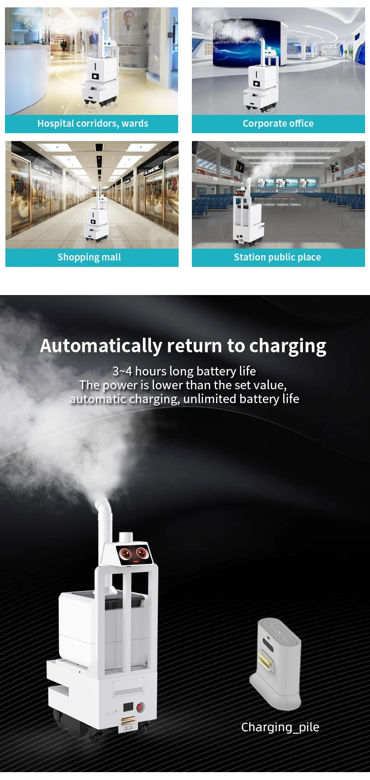 Atomizing Robot Reeman Air Sterilization Robot Autonomous Aavigation Disinfectant Atomizing Robot for Hospital/School