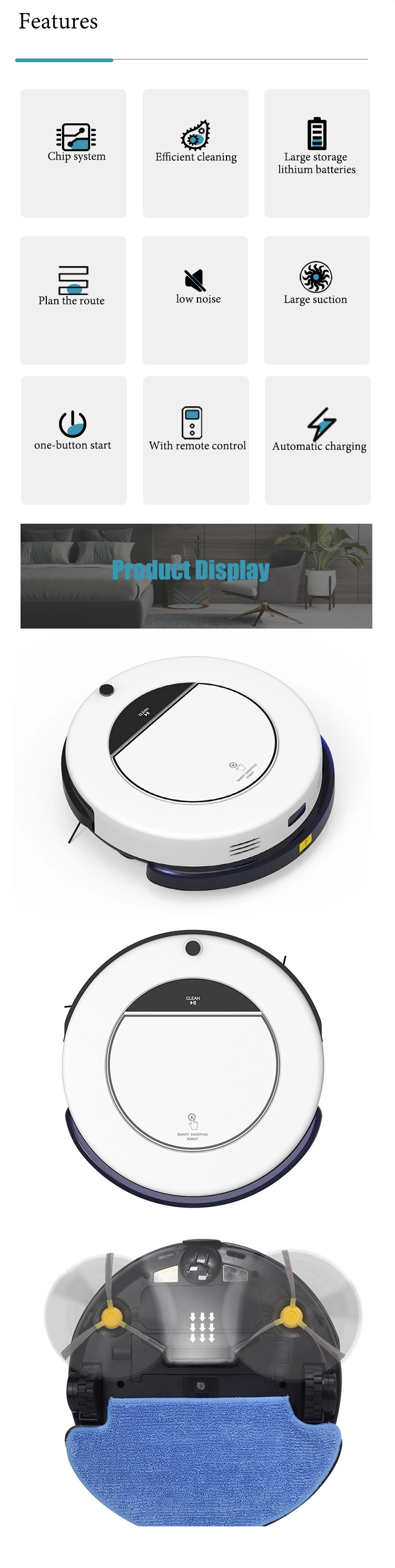 New Arrival Smart Robot Vacuum Cleaner with Sweeping Sucking and Mopping Integration