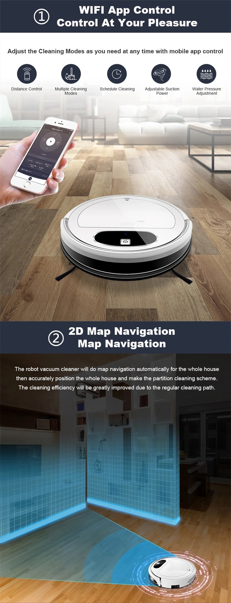 New Home Application Air Filter Robot Vacuum Cleaner Cleaning Machine