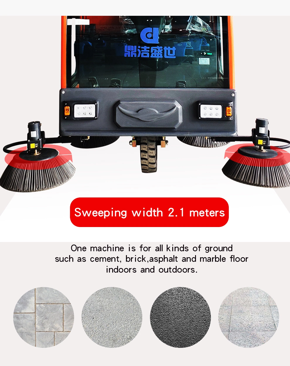 Clean Magic DJ2100gt Fully Enclosed Low Noise Electric Workshop Sweeping Car Road Sweeper