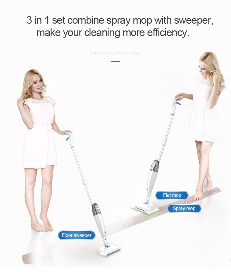 Boomjoy P10 TV Shopping Best-Seller Manual Indoor Sweeper 3 in 1 Microfiber Spray Mop