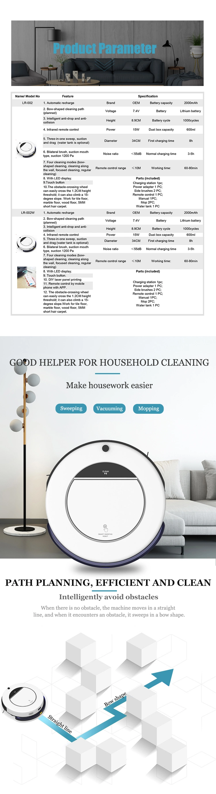 New Arrival Smart Robot Vacuum Cleaner with Sweeping Sucking and Mopping Integration