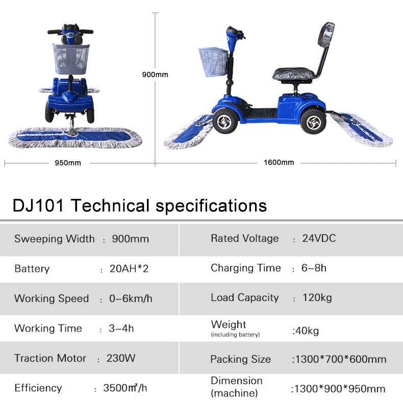 Clean Magic Electric Driving Industrial Floor Cleaning Equipment Marble Tile Floor Mopping Dust Cart Machine