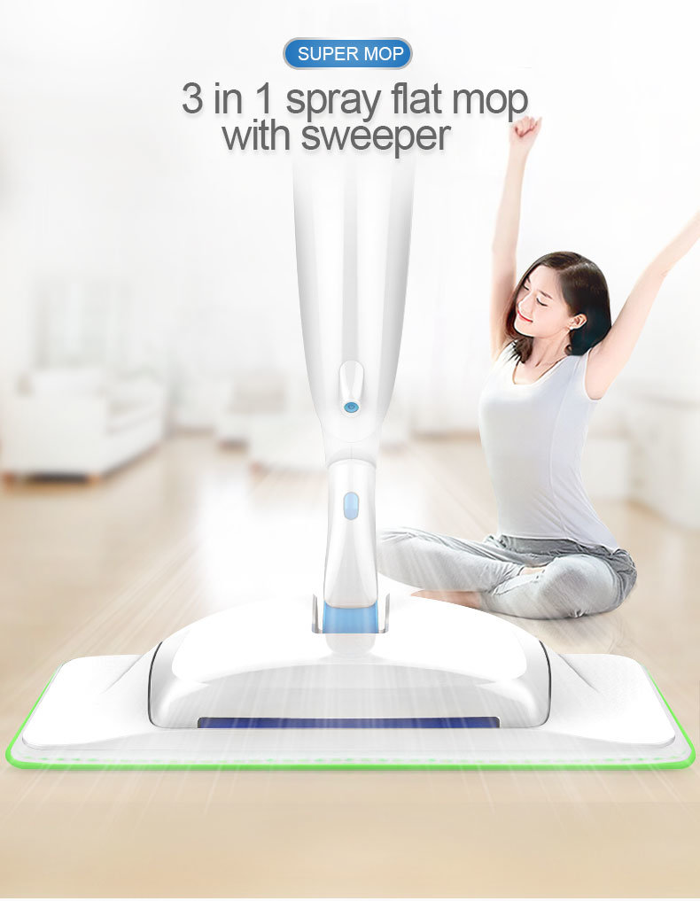 Boomjoy P10 TV Shopping Best-Seller Manual Indoor Sweeper 3 in 1 Microfiber Spray Mop