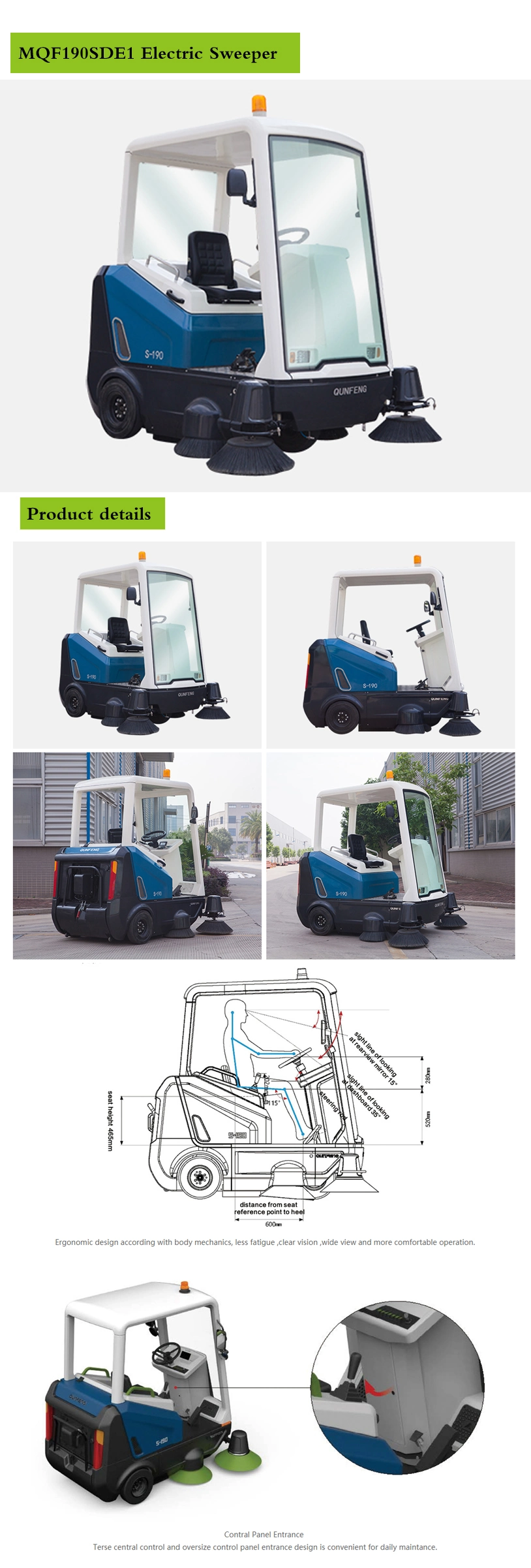 Qunfeng Electric Sweeper/Road Sweeper/Floor Sweeper/Electric Road Sweeper/