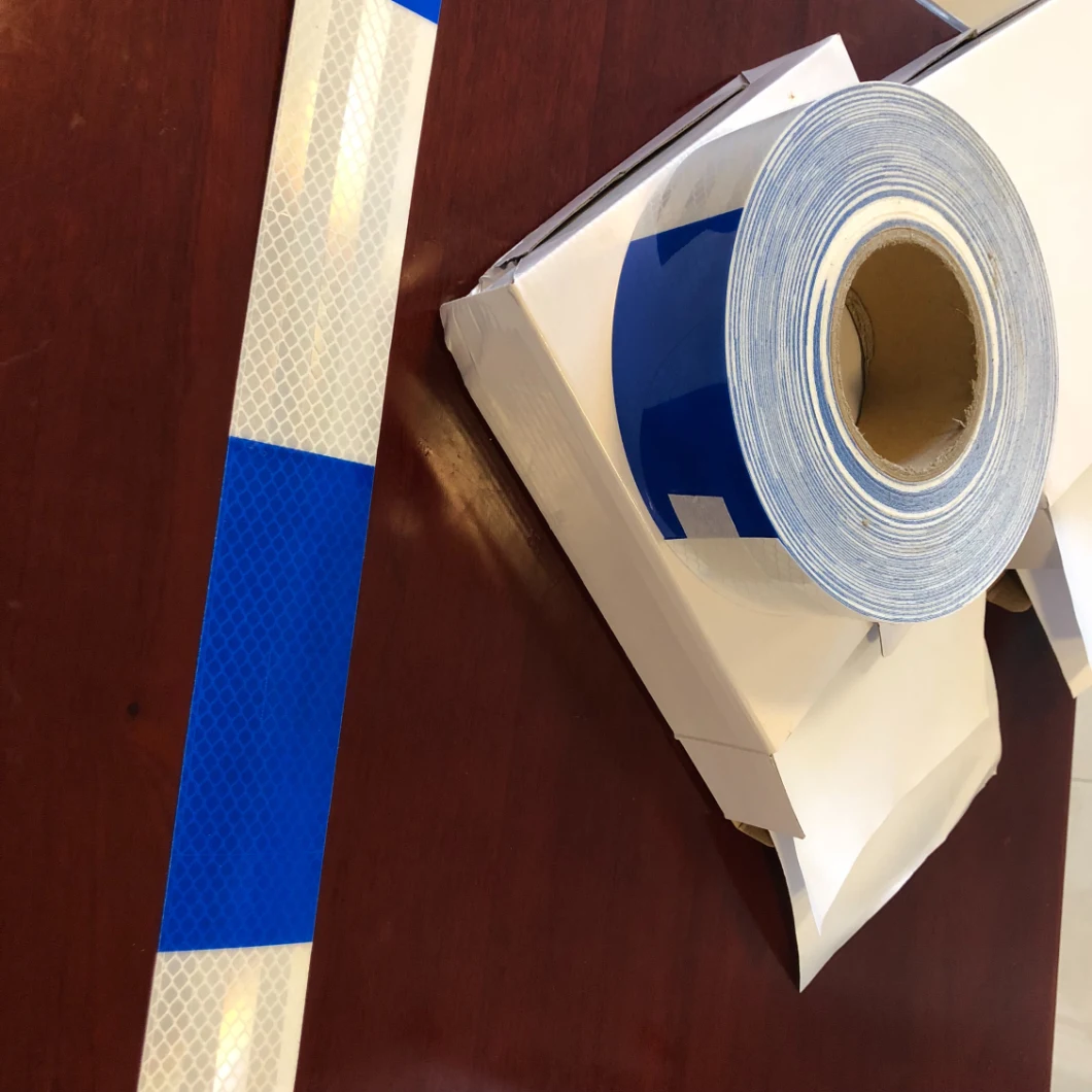 6“ White/Blue High Prismatic Diamond 10 Years Reflective Conspicuity Tape, Reflective Film, Reflective Sheeting