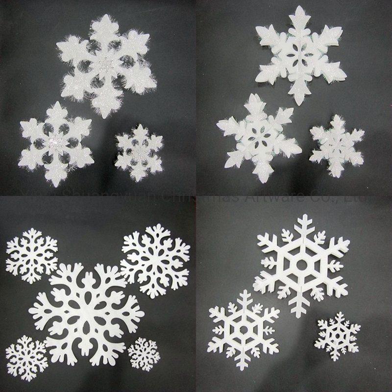 Christmas Foam Snowflake Hanging Decor for Holiday Wedding Party Decoration Supplies Hook Ornament Craft Gifts