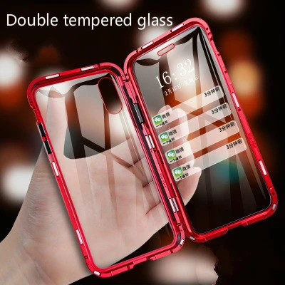 iPhone X Xs Clear Double-Sided Glass Built in Magnet Case