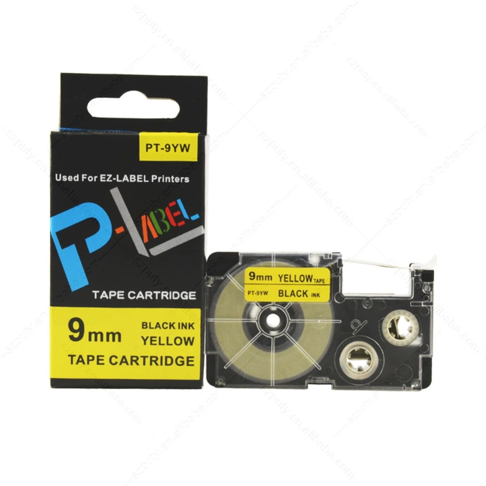 Puty Black on Yellow 9mm Printer Ribbon PT-9yw Compatible Tape Cartridge for Ez- Label Machine Tape