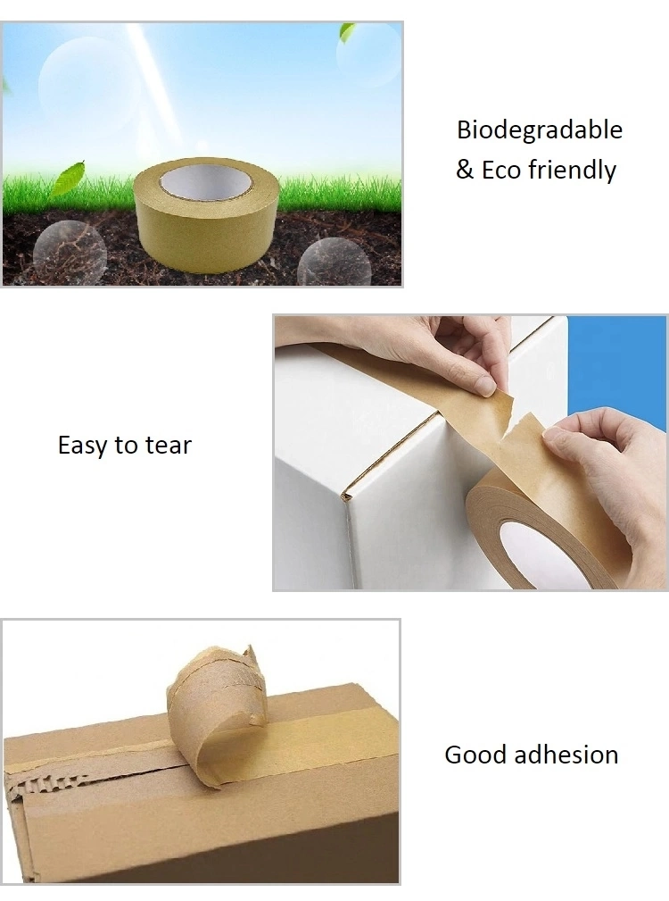 Logo Printed Crepe Kraft Paper Tape Kraft Gummed Paper Tapes Kraft Paper Shipping Sealing Tape