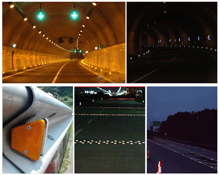 Road Rectangle Reflective Yellow Highway Guardrail Warning Reflector