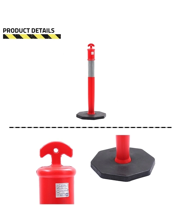 Red and Yellow PE Road Traffic Warning Posts Plastic Bollard with Rubber Base