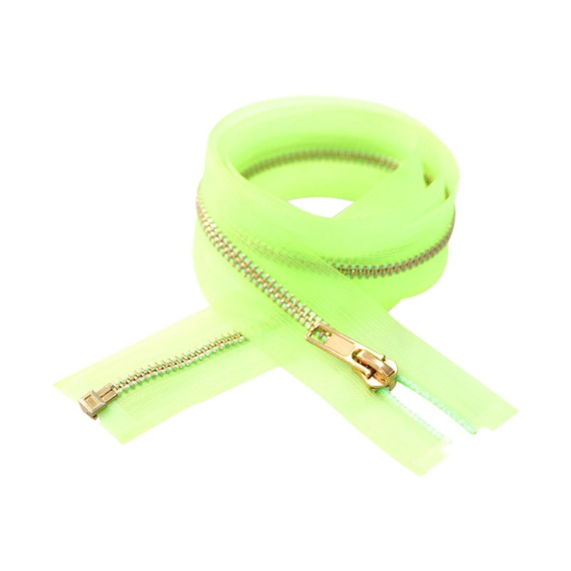 #7 Metal Brass Gold Teeth Leom Green Color Tape Zipper