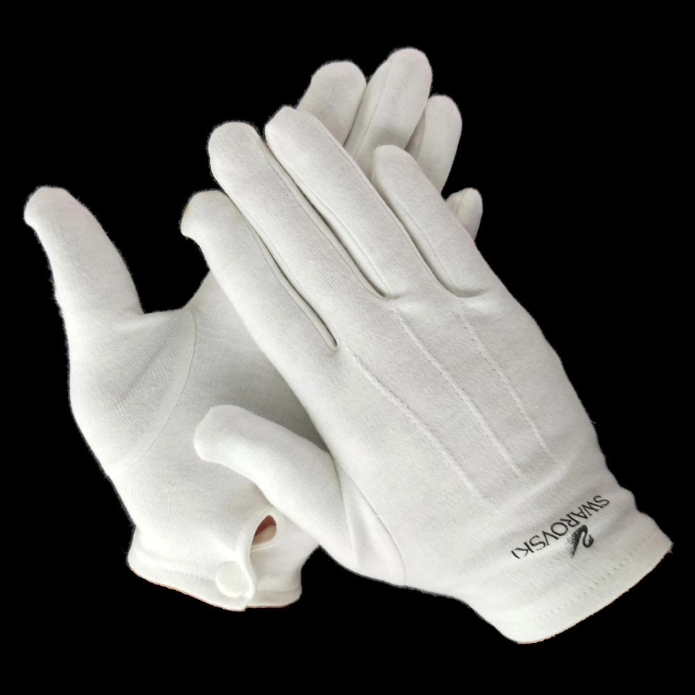 Women's Cotton Brand Embroidered White Gloves with Brand Name