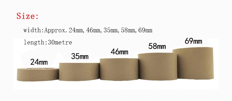 48mm Width Water Activated Fiberglass Reinforced Gummed Kraft Paper Tape for Sealing and Packaging