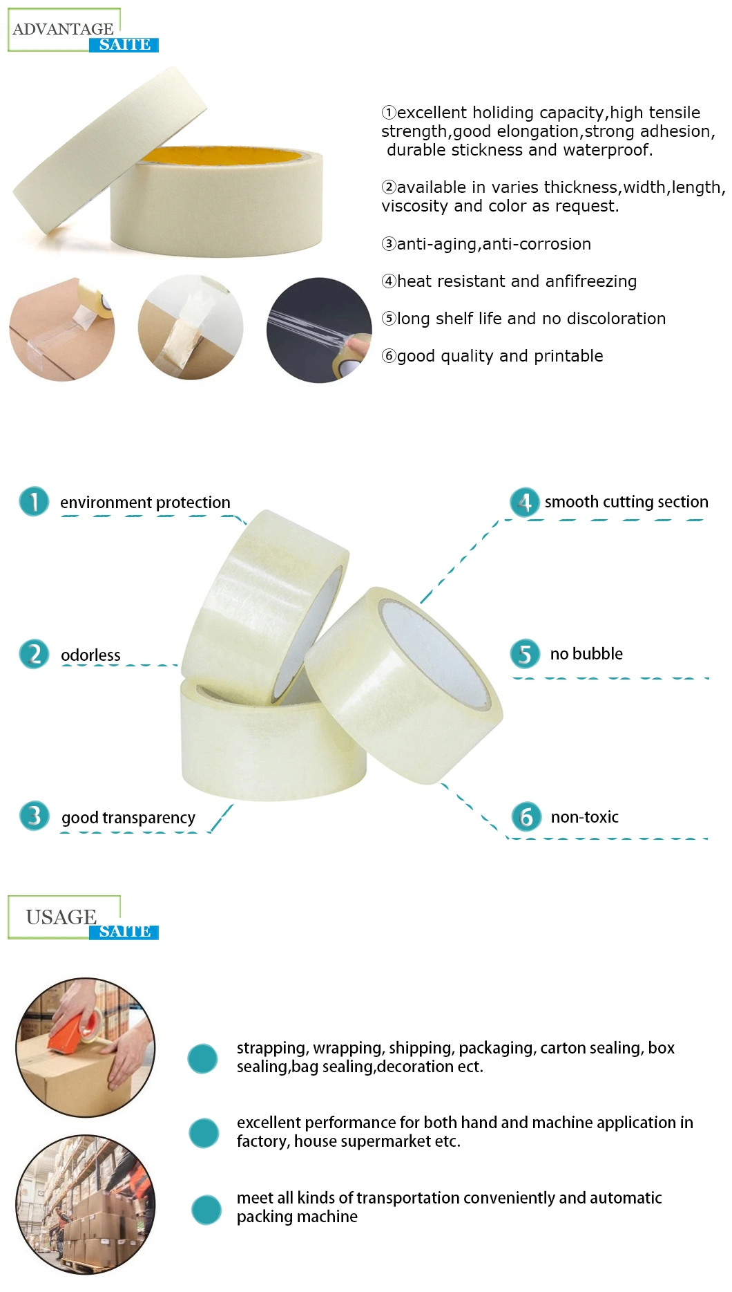16mm Wholesale Single Sided Stationery Tape Clear BOPP Adhesive Double Sided Tape