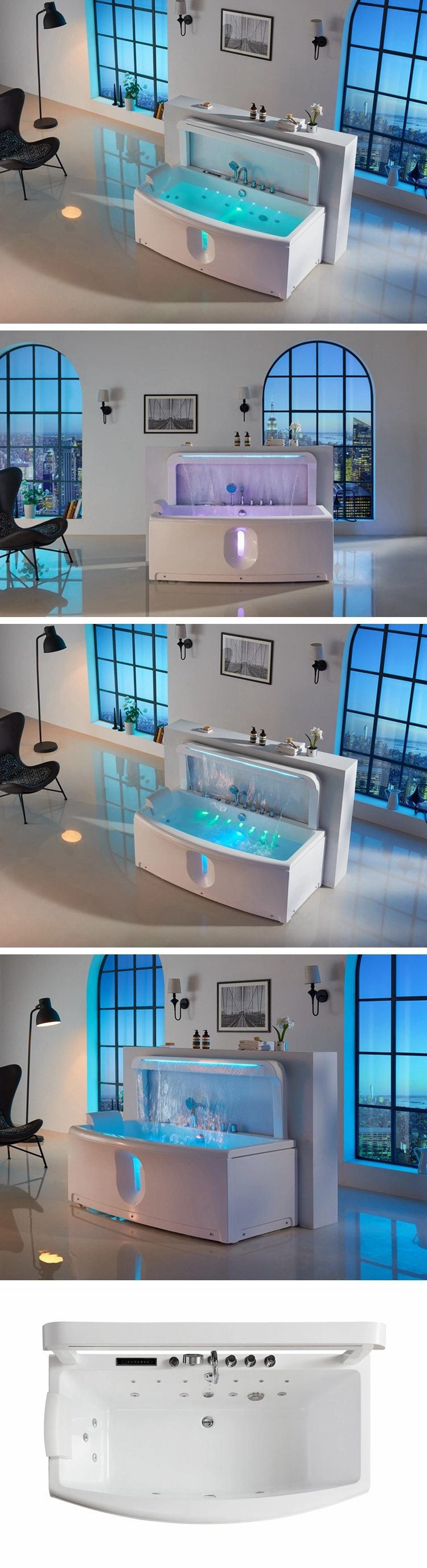 1700mm Length 8mm Thickness Acrylic Luxury Sexy Massage Bathtub for Jacuzzi