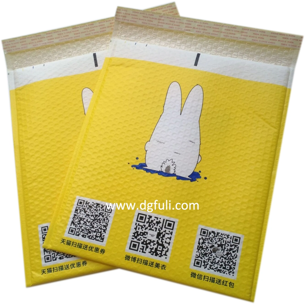 Customized Logo Printed Recyclable Quakeproof Bubble Carry Wrapping Packaging Bag with Safety Tape