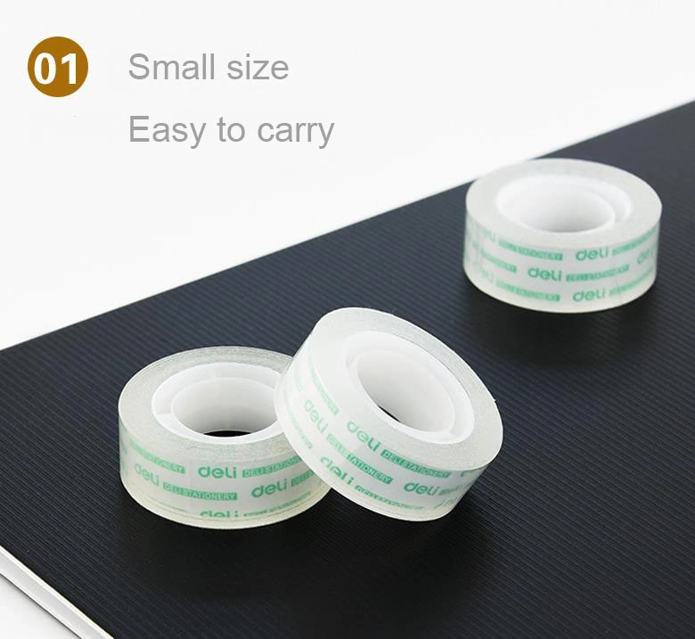 High Performance Office Stationery Supply Transparent 18mm Width Deli Desktop Adhesive Tape