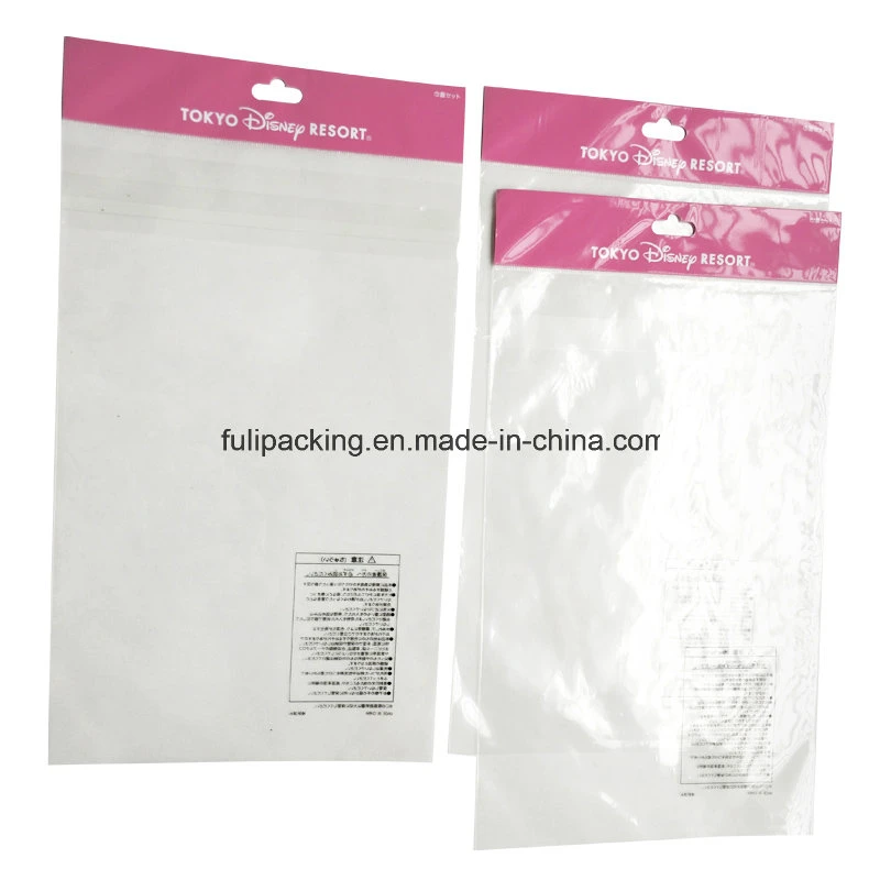 OPP Transparent Hanging Header Recyclable Packaging Bags with Self Adhesive Tape