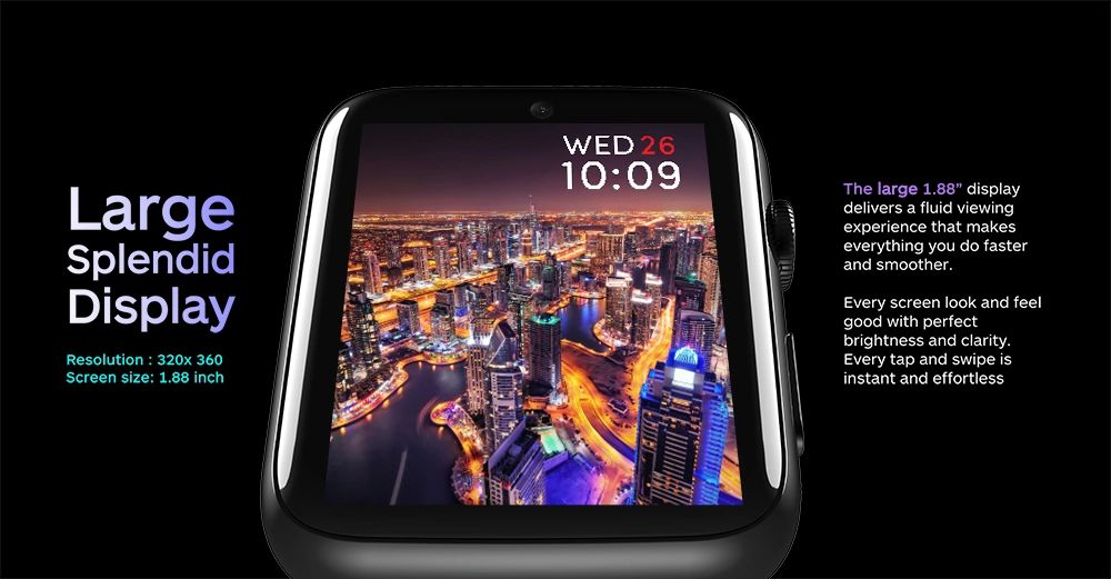 3GB+32GB Large Memory 4G Smart Watch 1.88 Inch Big Screen SIM Card Camera GPS WiFi Heart Rate Smartwatch Men