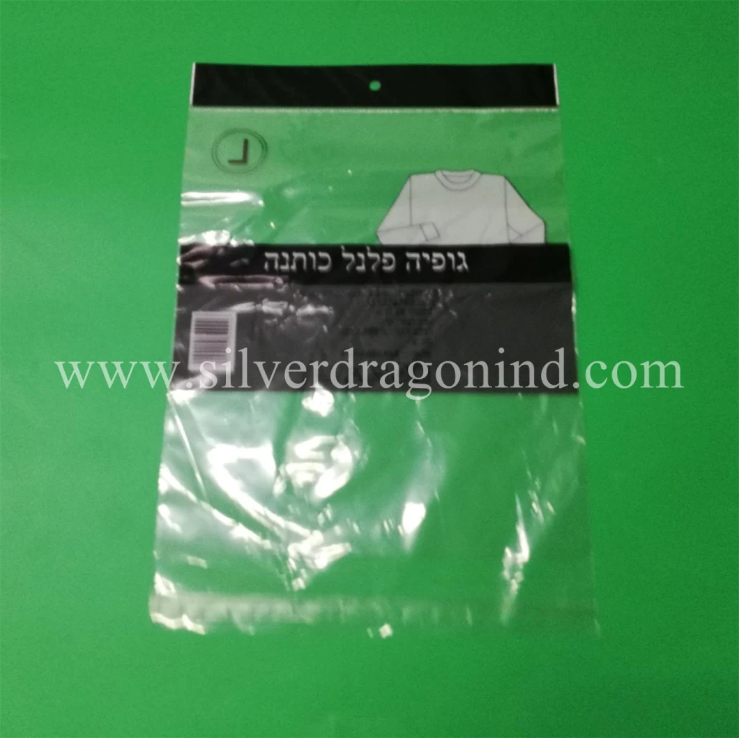 Clear OPP Packaging Bag for T-Shirt Packing with Hanging Hole and Self Adhesive Tape
