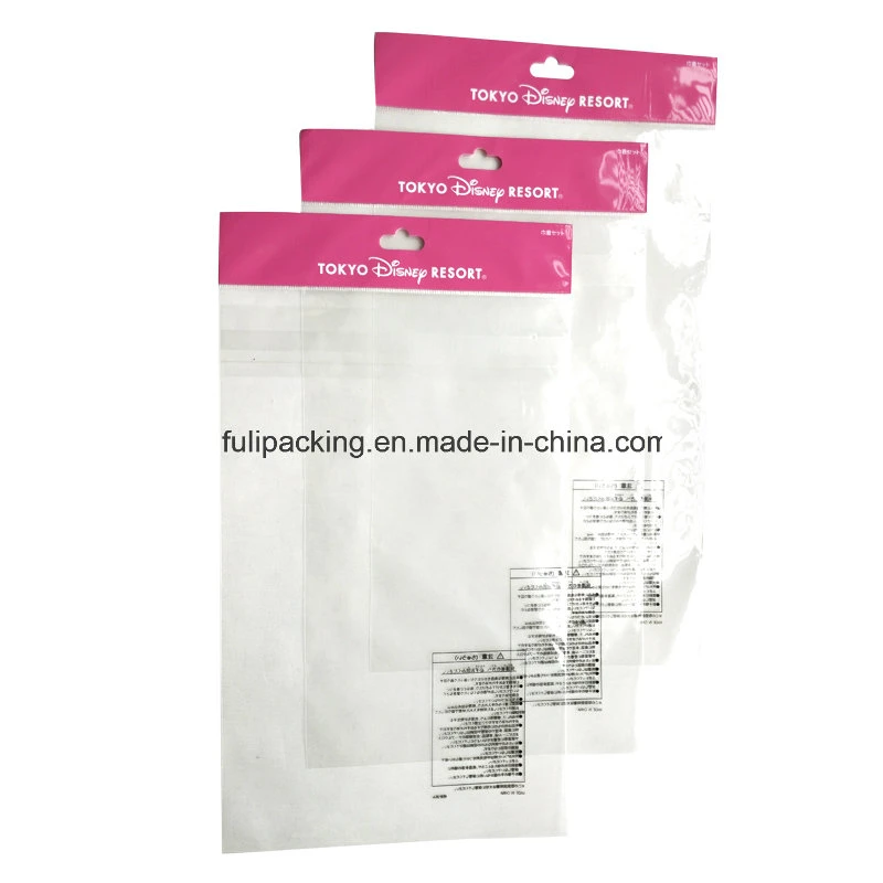 OPP Transparent Hanging Header Recyclable Packaging Bags with Self Adhesive Tape