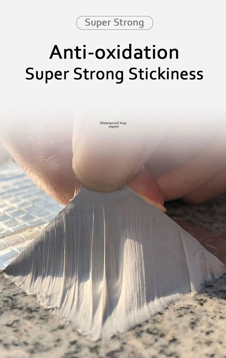 Aluminum Coating Modified Bitumen Adhesive Flash Tape Butyl Adhesive Water-Proof Aluminum Foil Tape for Building