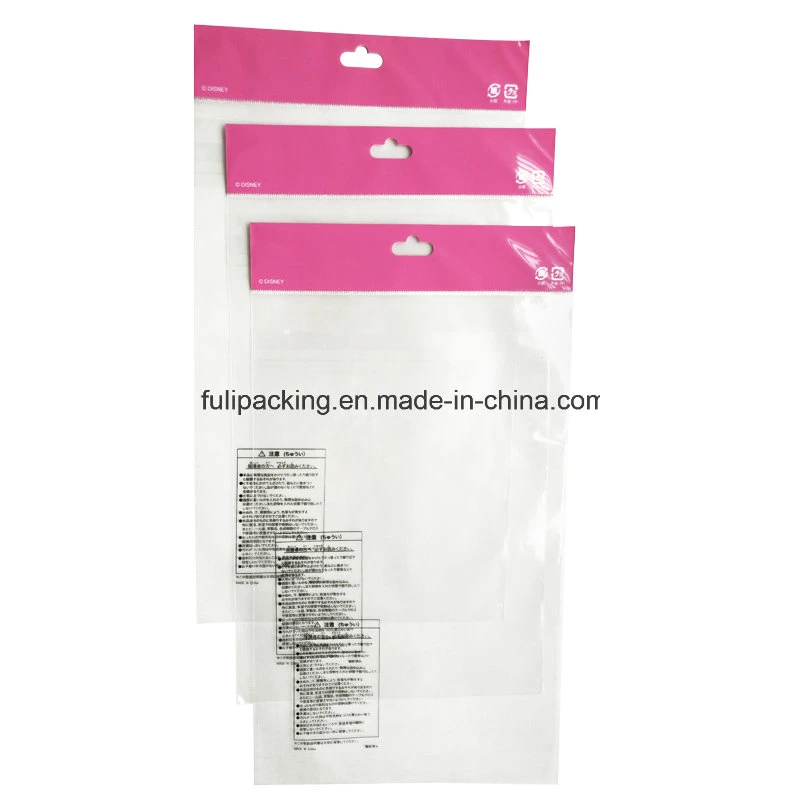 OPP Transparent Hanging Header Recyclable Packaging Bags with Self Adhesive Tape
