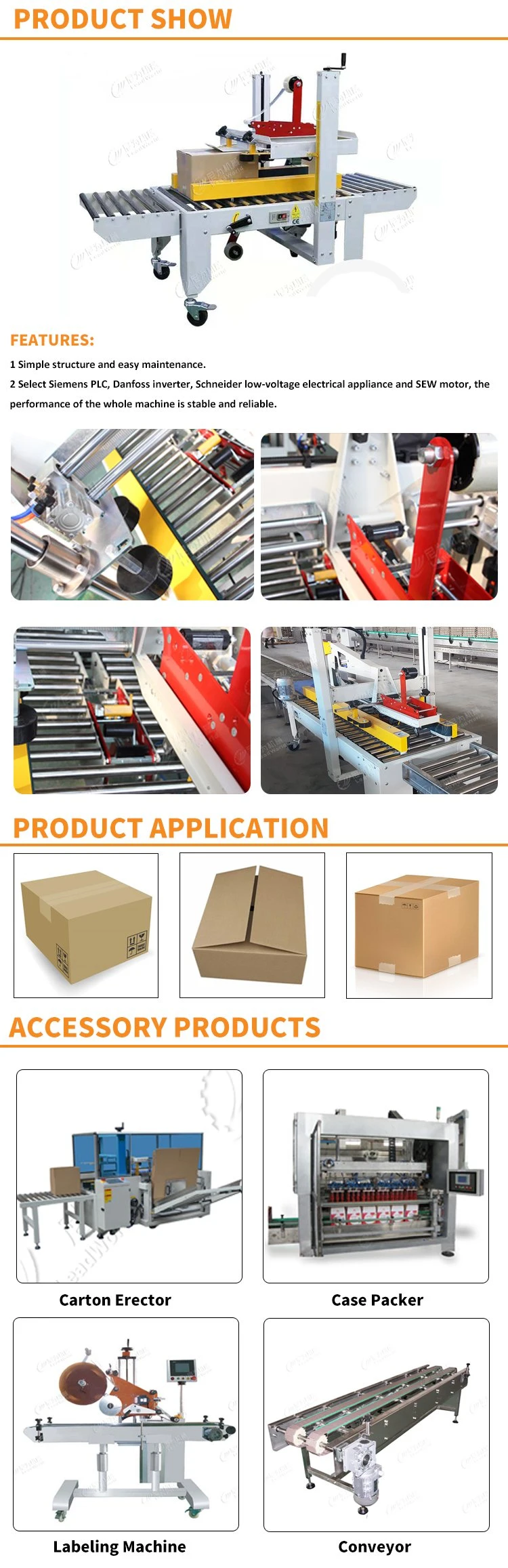 Automatic Adhesive Tape Carton Case Box Sealing Packing Machine Sealer