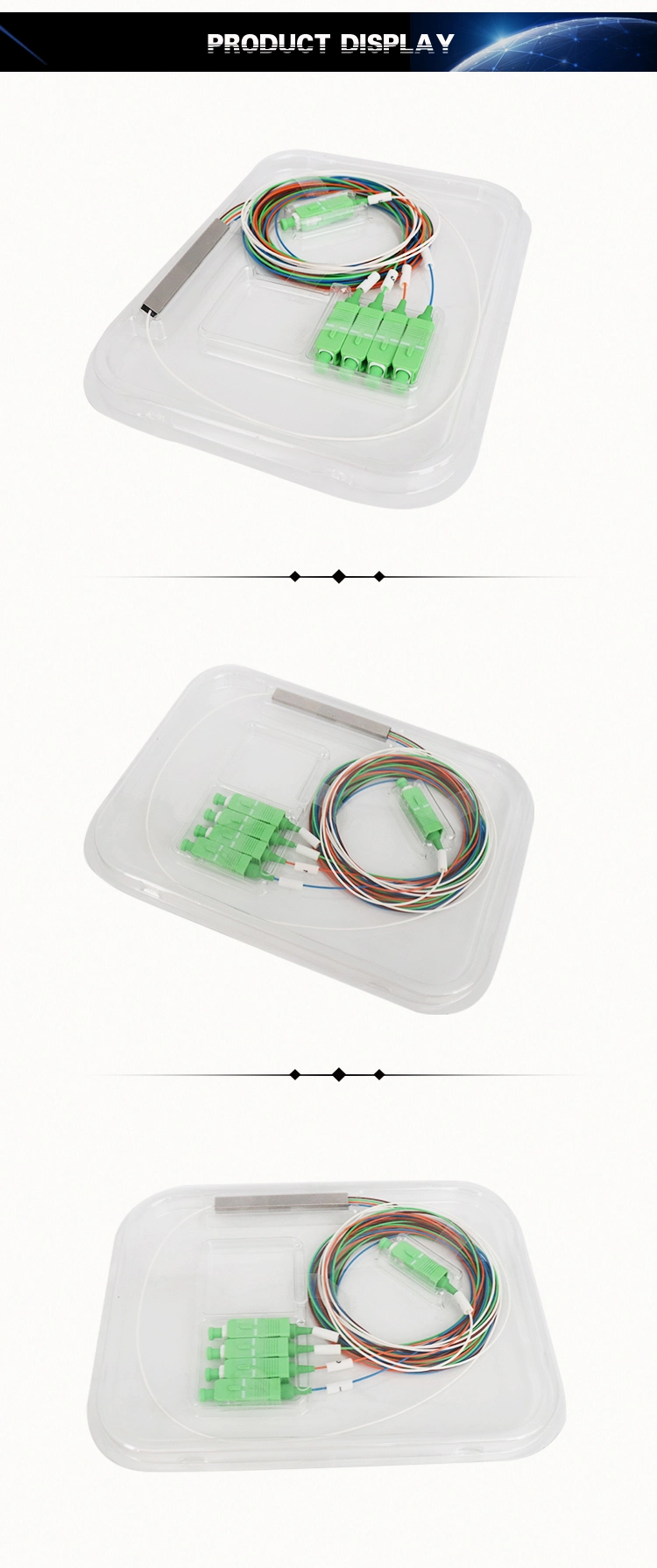 Singlemode 1: 4 Fiber Optic PLC Splitter 1X4 Fiber Optic Splitter