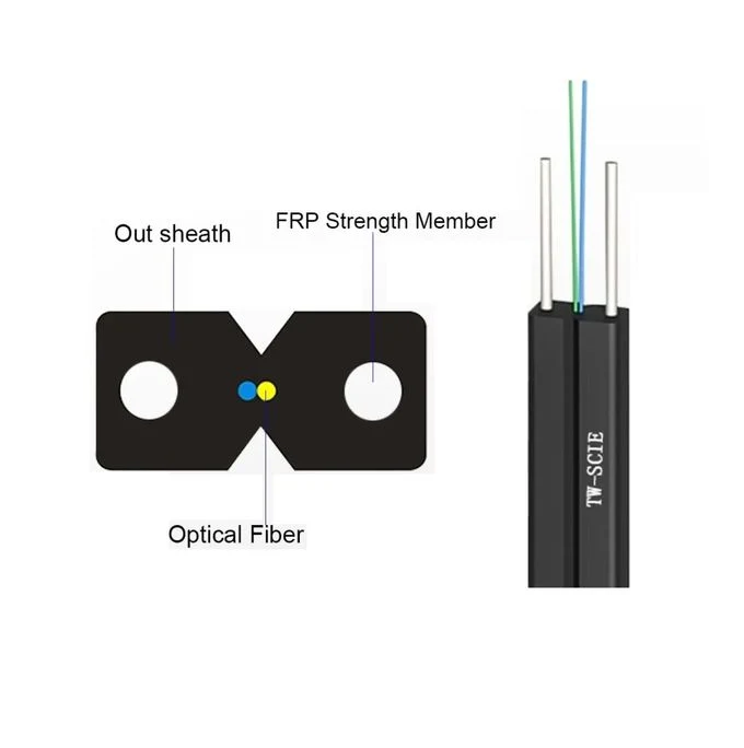 Overhead Long Distance Fiber Optic Cable Black Fiber Optic Bundle Cable FTTH Optical Fiber Cable