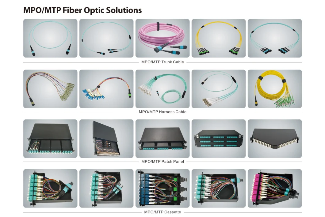 12 24 Cores Om3 MPO LC Fanout Fiber Optic LSZH Patch Cable