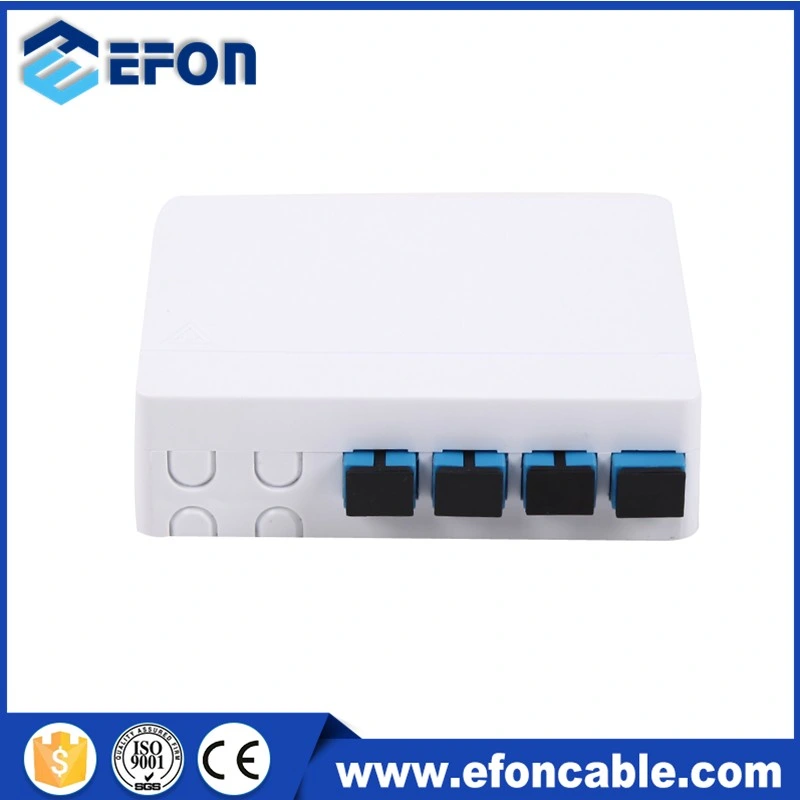 FTTX Network Mini Fiber Terminal Box 4port Wall Mount Outlet Plastic Box with Adapters