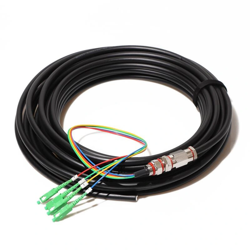 Waterproof Pigtail, 4 Fiber, Sc/APC Sm Simplex 9/125 Fiber Optic Patch Cord, CATV