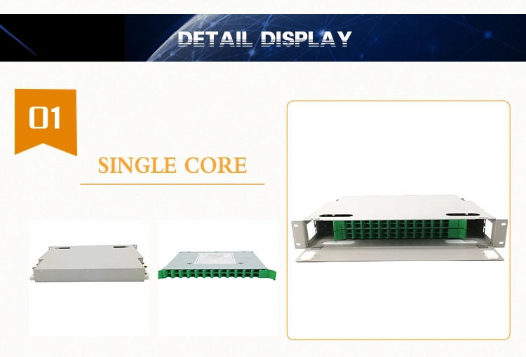 12 to 96 Cores 1u Rack Mount Type Fiber Optic FTTH Optical Fiber Patch Panel Terminal Box ODF