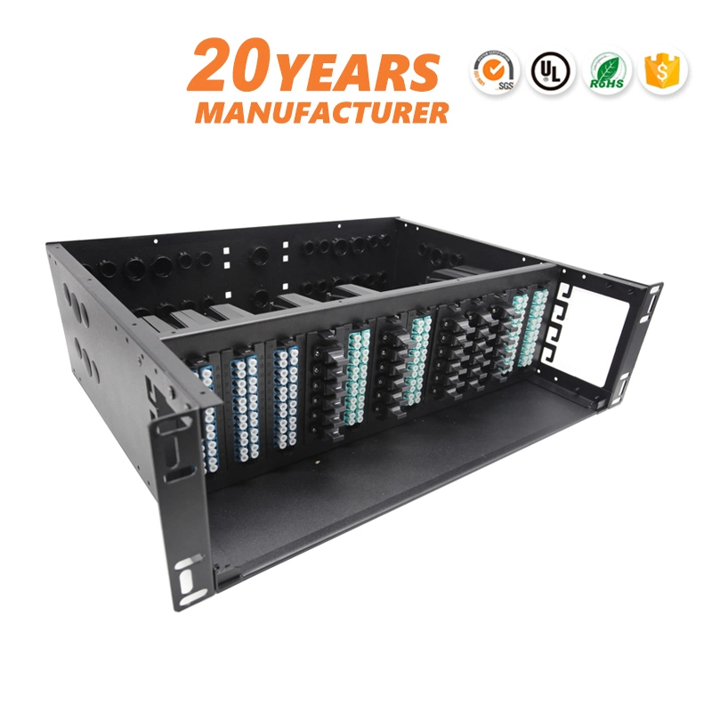Rack mounted 96 port 5U ODF distribution box Fiber Optical Patch panel with pvc patch rj45 pigtail connector