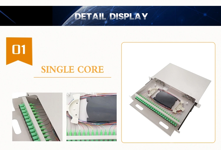12 to 96 Cores 1u Drawer Type Fiber Optic FTTH Fiber Optic Patch Panel Terminal Box