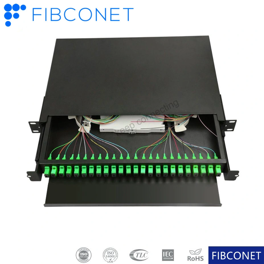 FTTH Rack-Mounted Splicing Fiber Optic Pactch Panel 24fo ODF Slidable Optic Distribution Frame