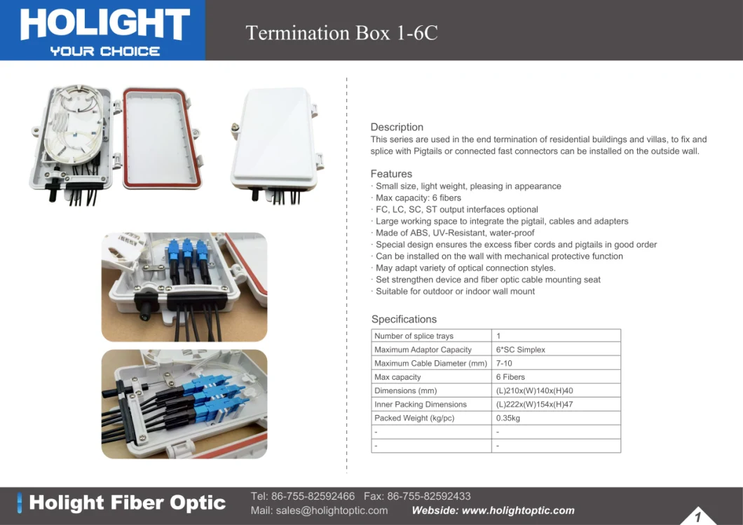 FTTH Indoor and Outdoor Optical Terminal Box