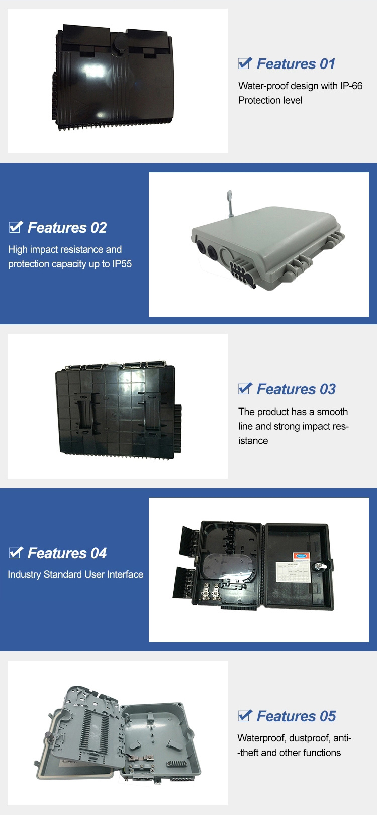 FTTH 16 Cores Pigtail PLC Splitter Fiber Optic Splice Box/Otb/Termination Box