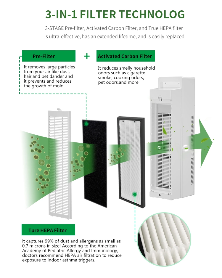 Backnature New Commercial OEM Household Air Purifier with HEPA Filter for Air Pollution, Formaldehyde, Pm2.5