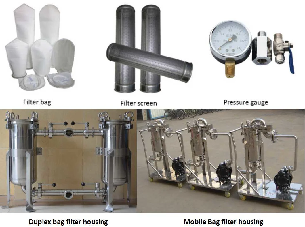 High Flow Food Grade SUS304/316L Stainless Steel Filter Bag Housing for Water Liquid/Juice/Beer/Wine/Milk Purifying