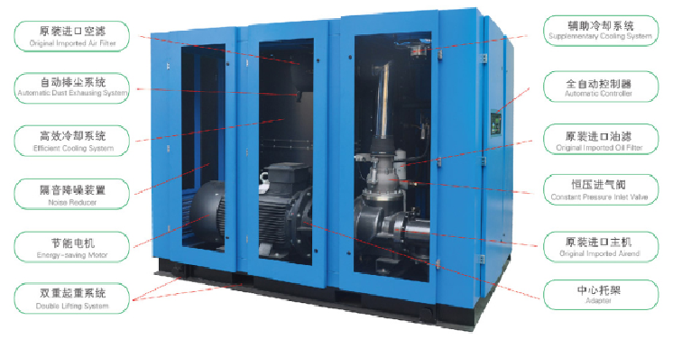 Screw Air Compressor Combined With Air Dryer And Air Filter High Pressure Air