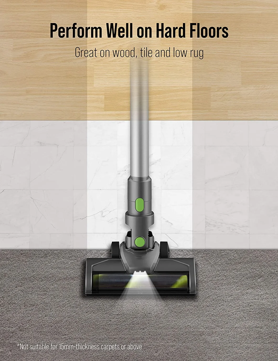 Cordless Vacuum Cleaner, 5 in 1 Stick Vacuum Cleaner with Washable HEPA Filter, Lightweight Bagless Vacuum Cleaner with LED Screen, Rechargeable Battery