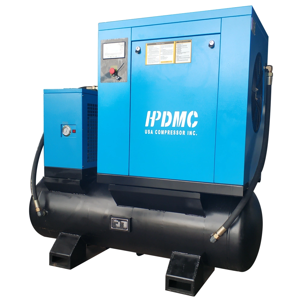 Full Feature Oil Injected Rotary 10 HP Screw Air Compressor Machines with Tank Air Dryer Filter