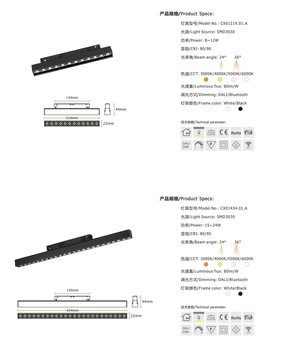 Magnetic Linear Spotlight Surface Mounted Track Rail Mini Grille Track Light System